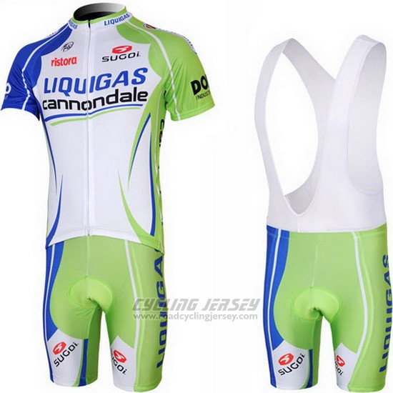 2013 Cycling Jersey Liquigas Cannondale White and Green Short Sleeve and Bib Short
